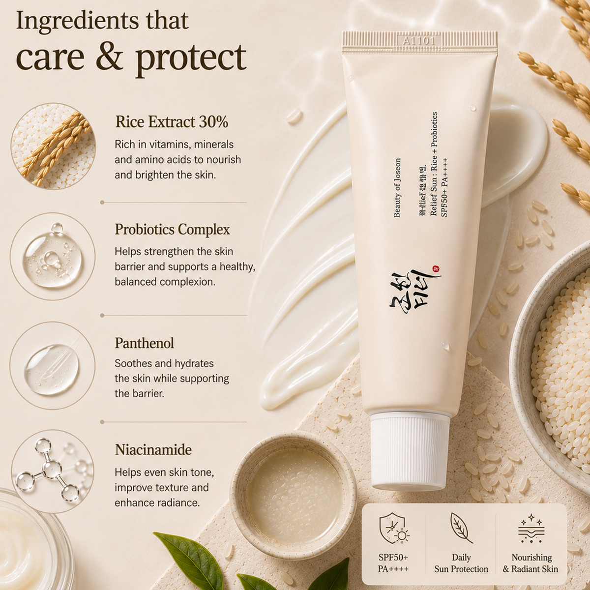 Beauty of Joseon Relief Sun SPF50+ PA++++ Rice + Probiotics · 50ml