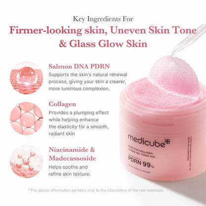 Medicube PDRN Pink Collagen Toning Gel Toner Pad 70pads